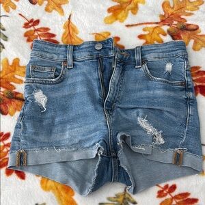 Distressed Blue Jean Shorts